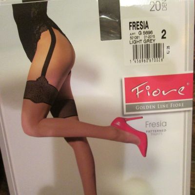 FIORE FRESIA MOCK STOCKINGS TIGHTS PANTYHOSE BLACK ON  GRAY SIZE 2